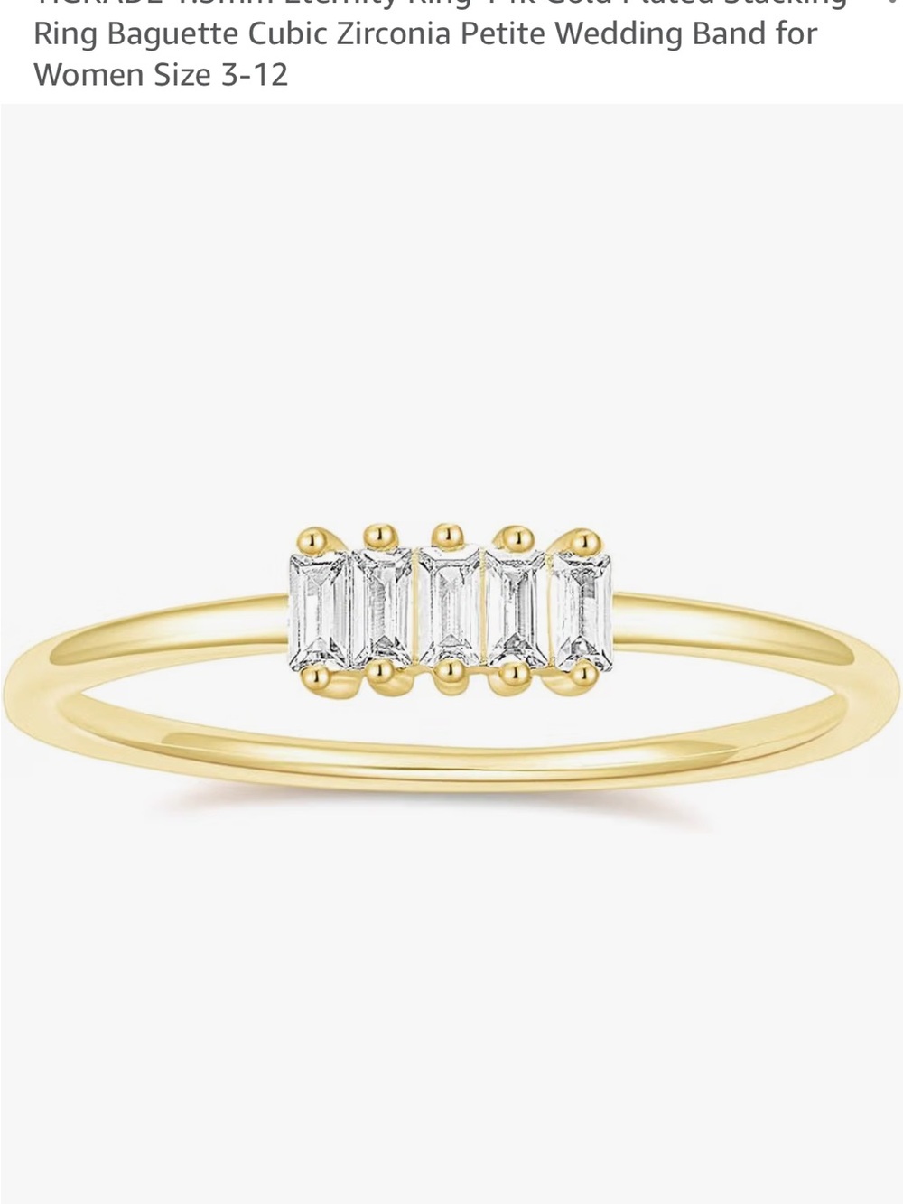 14k Gold Baguette CZ Four-Stone Petite Stacking Ring
